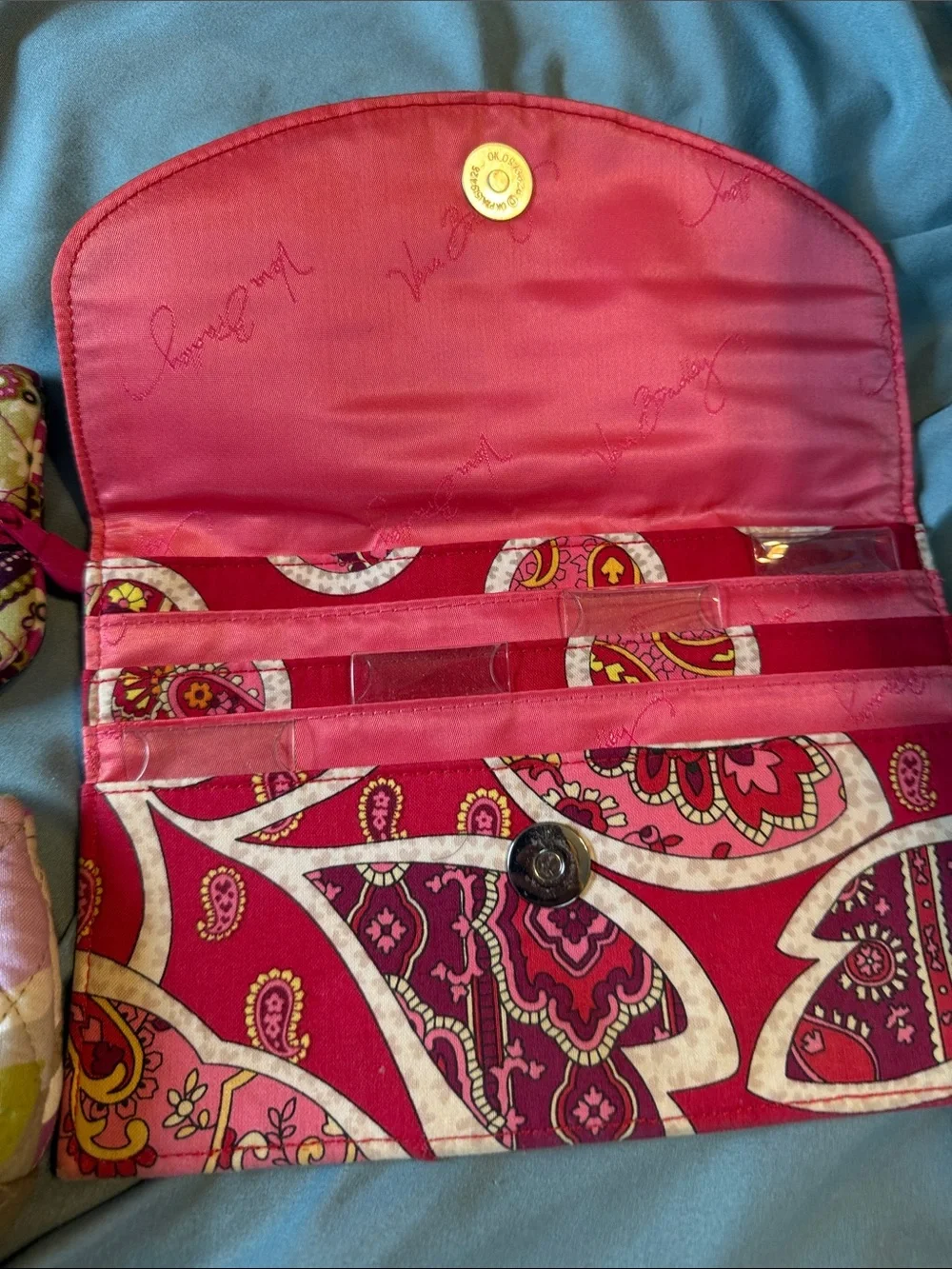 Vera Bradley Pink Paisley Quilted Accessory Wallet Set